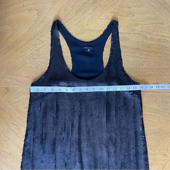Theory Black Matte Mini Sequined Dress Size 0 - Picture 9 of 11
